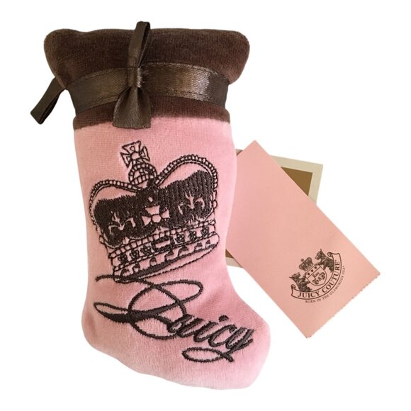 Juicy Couture Dog Toy Squeaky Christmas Stocking Plush Doggy Couture Pink NWT - Picture 1 of 11